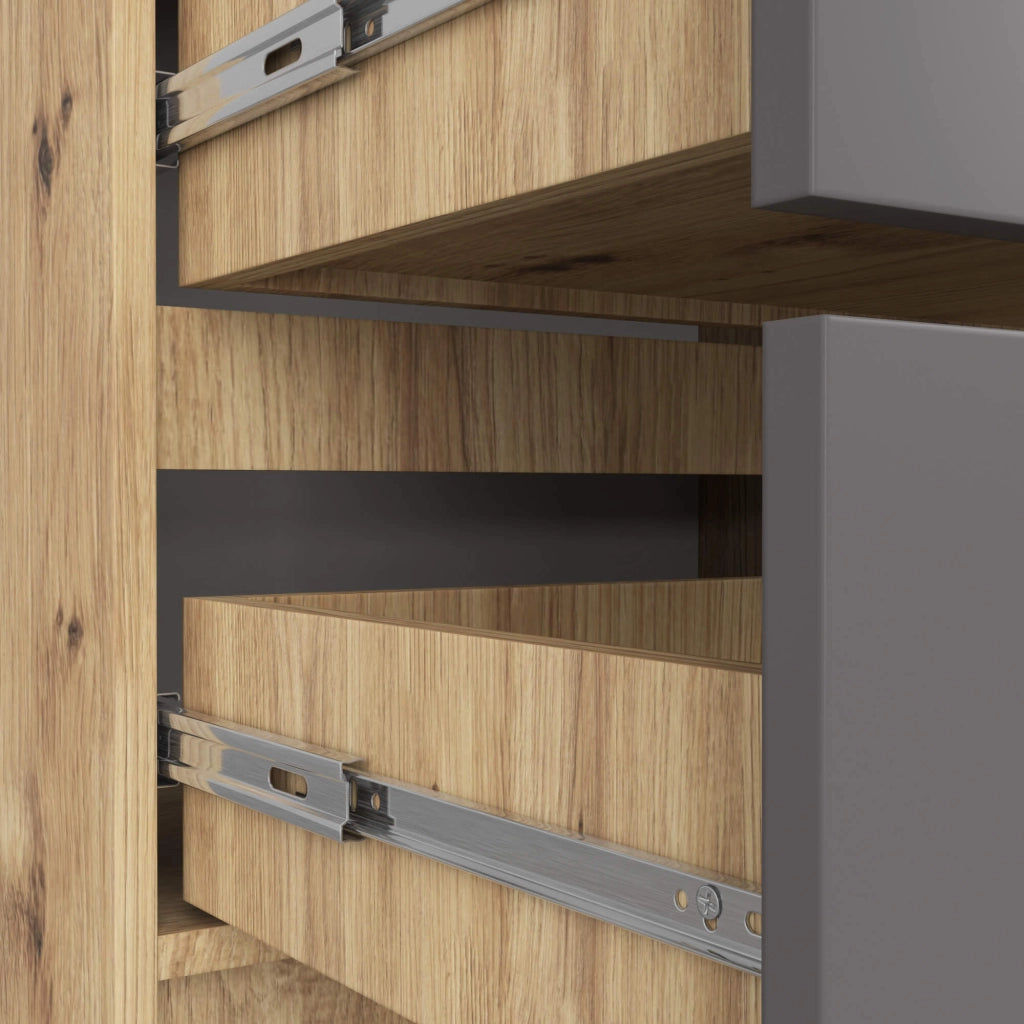 Cassettiera AKORD K60 Cassettiera Quercia Artisan 60 cm 4 cassetti inserto frontale Grigio Grafite 60x40x99 cm