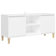 Comodino | Armadio da Notte | Mobiletto da notte con Gambe in Legno Massello Bianco 103,5x30x50 cm