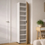 Armadio multiuso 1 anta Abuela, Mobile multiuso a 1 Anta, Scarpiera con ripiani, 100% Made in Italy, 50x30h182 cm, Rovere