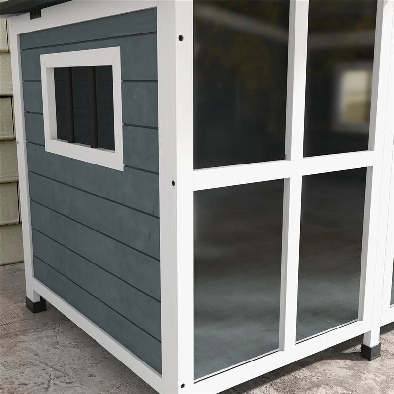 CUCCIA PER CANI TAGLIA MEDIA DA ESTERNO CON TETTO APRIBILE IN LEGNO, 101X66.5X70.5 CM, GRIGIO
