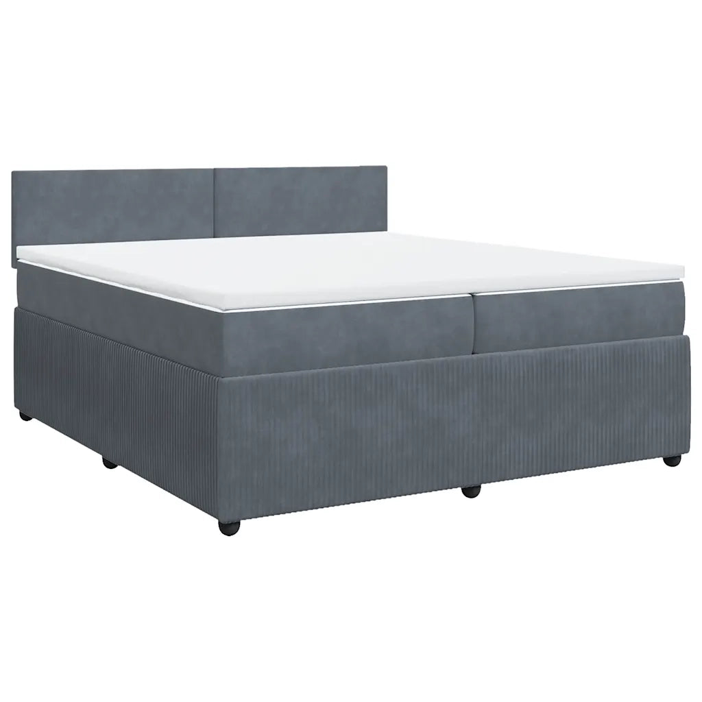 Giroletto a Molle con Materasso Grigio Scuro 200x200 cm Velluto