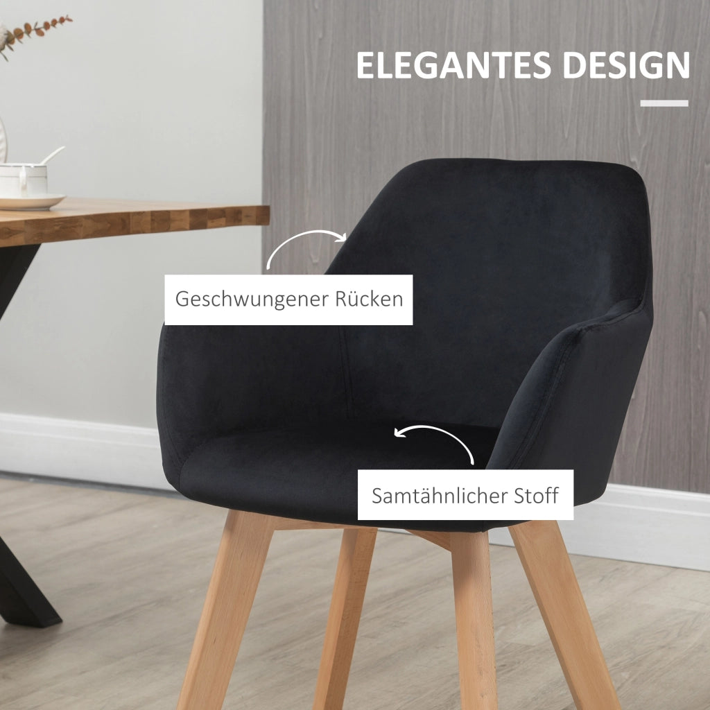SEDIA da pranzo Set da 2 nero 54x57x80 cm in poliestere e legno