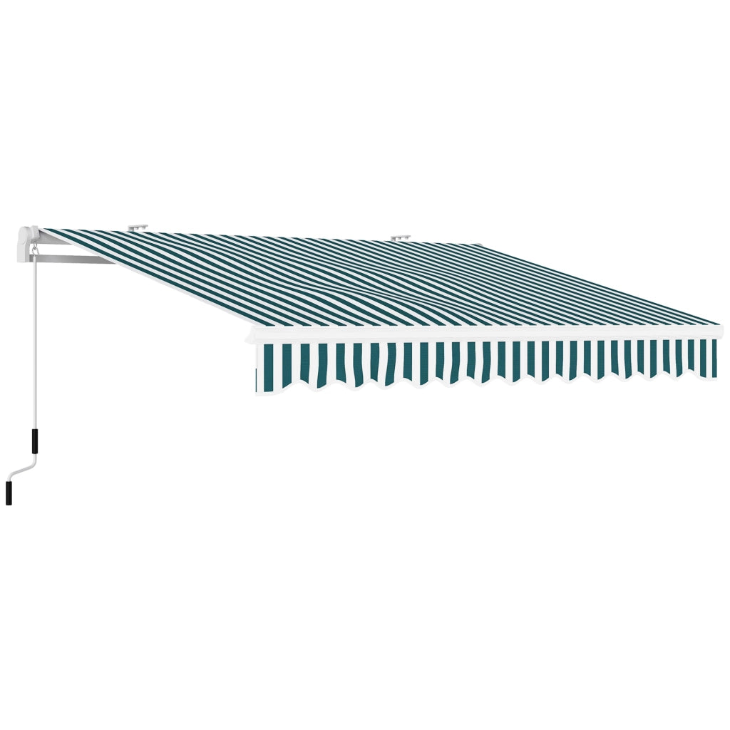 Tenda da Sole a Bracci Avvolgibile a Manovella in Metallo e Alluminio. 4x2.5m. Verde e Bianco
