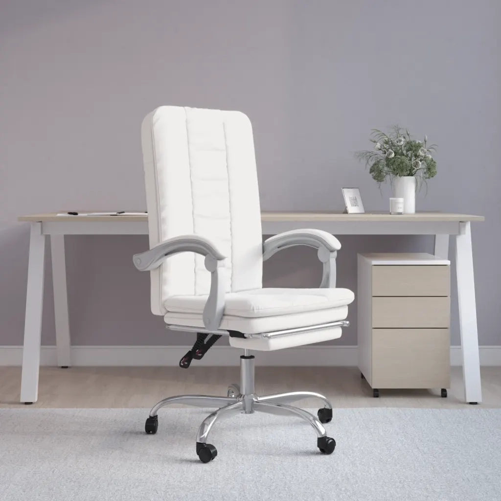 Poltrona da Ufficio Reclinabile Bianca in Similpelle cod mxl 26949