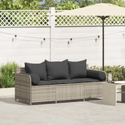 Divano da Giardino con Cuscini 3 Posti-Sofa da Giardino-Divano da esterno Grigio Chiaro Polyrattan 544761