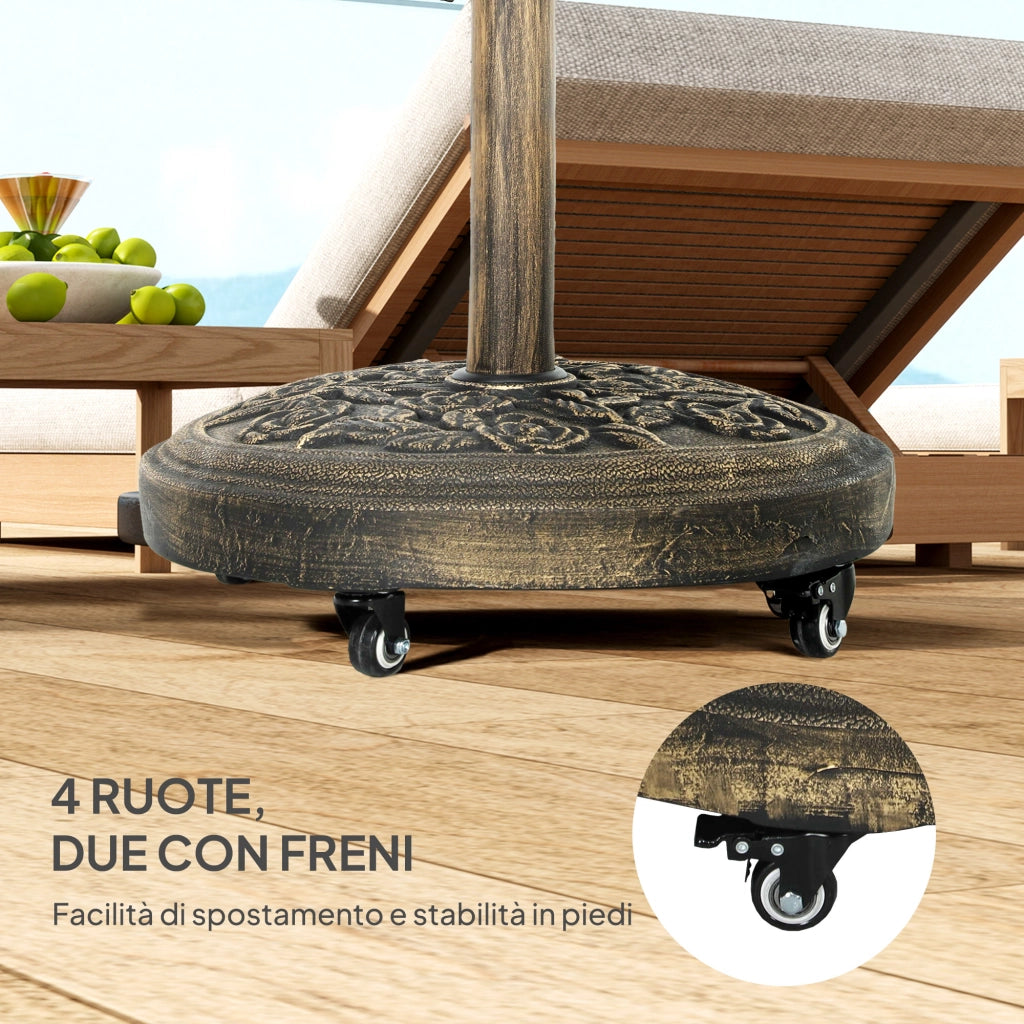 Base per Ombrellone Rotonda con Ruote e Freni ¨C zephmum ¨C Resina Bronzo 21 kg