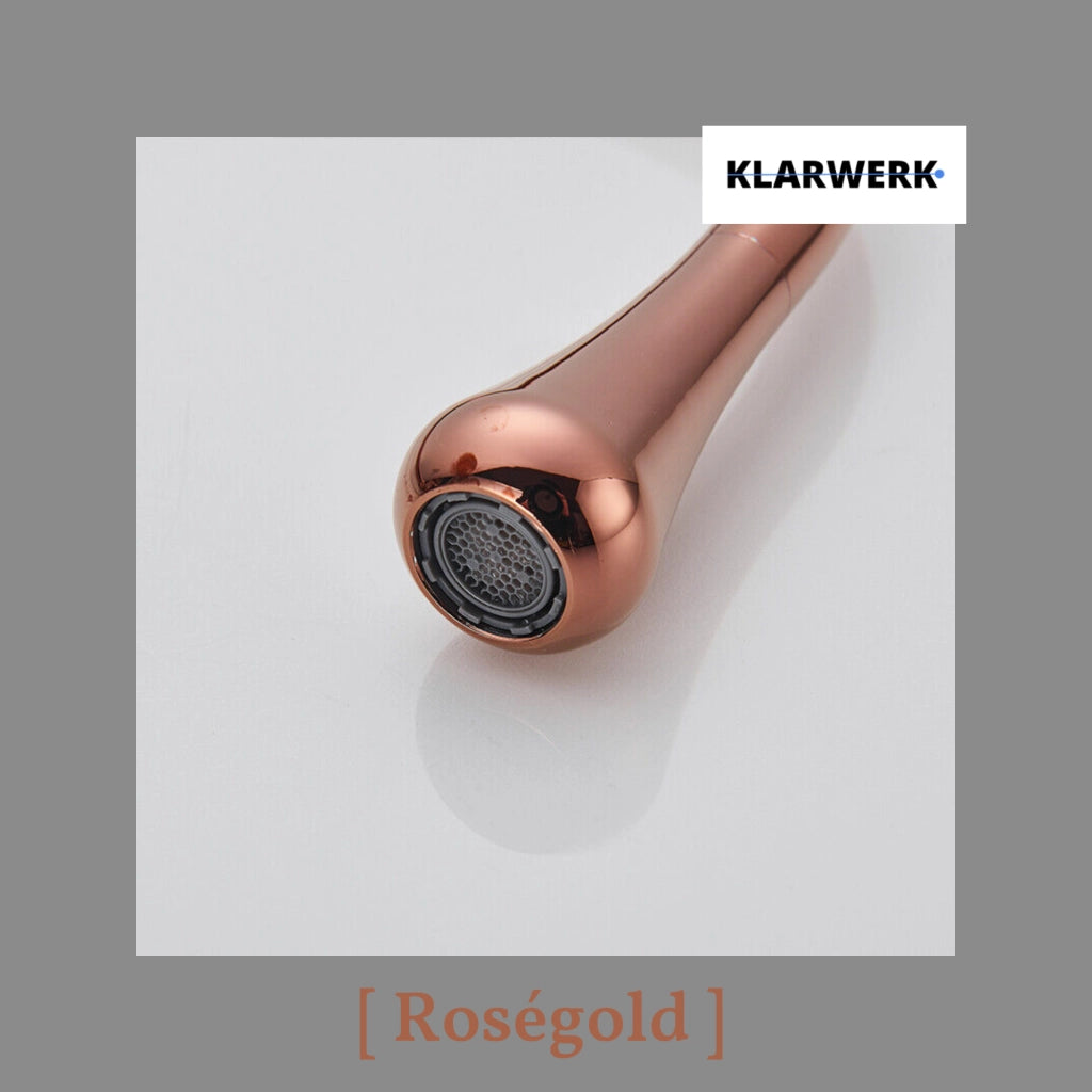Lydia | Miscelatore da bagno Hotel Gastro Rosegold | Rubinetto in acciaio inox per lavabi alti | Miscelatore 2 attacchi alta pressione alto Bagno