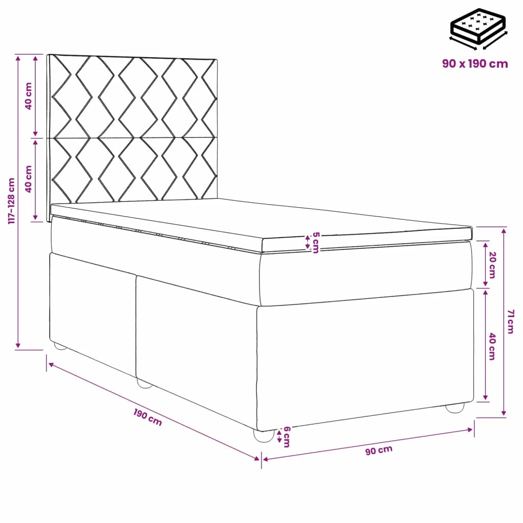 Letto box spring con materasso Blu 90 x 190 cm Velluto 3454521