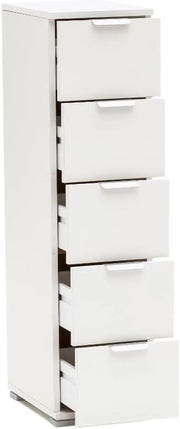 Cassettiera Salvaspazio Bianca 5 Cassetti 27x38x105 cm