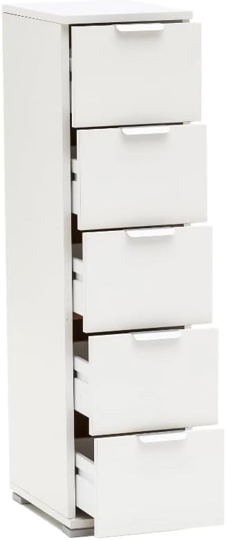 Cassettiera Salvaspazio Bianca 5 Cassetti 27x38x105 cm