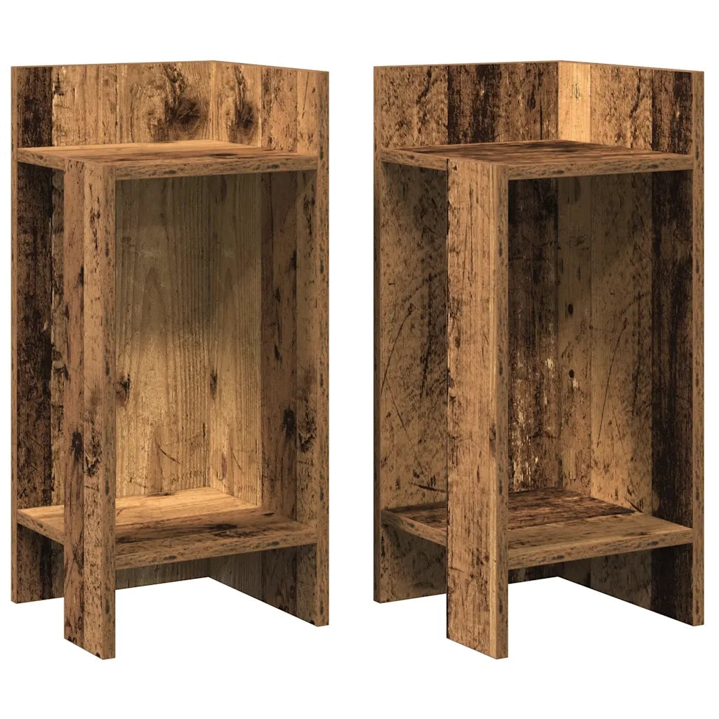Tavolini Laterali 2 pz con Ripiano Legno Antico 25,5x27x60 cm 858557