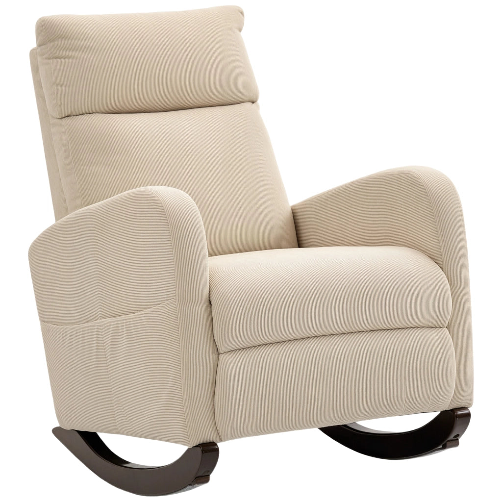 Poltrona dondolo imbottita ¨C zephmum ¨C Beige in tessuto cord