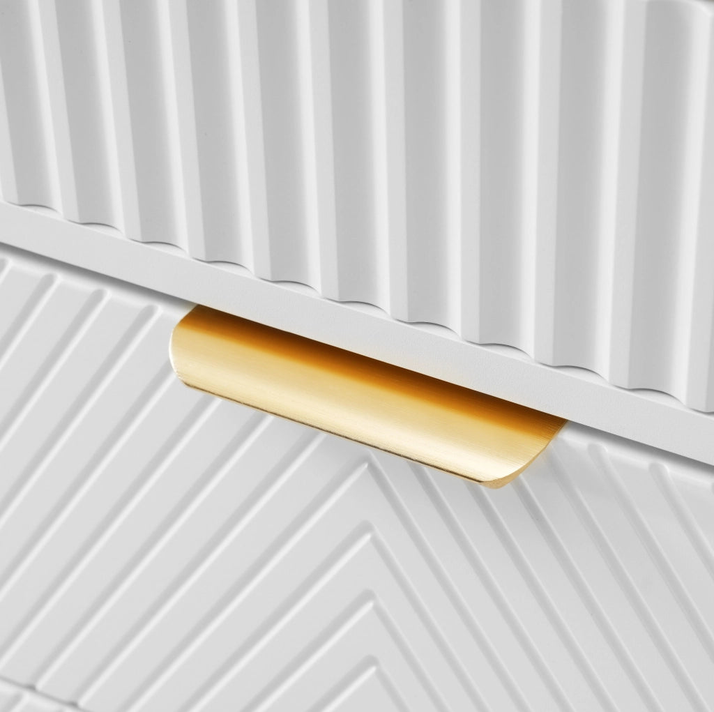 Cassettiera 120x40x76 cm con 6 cassetti; vetro marrone e bianco