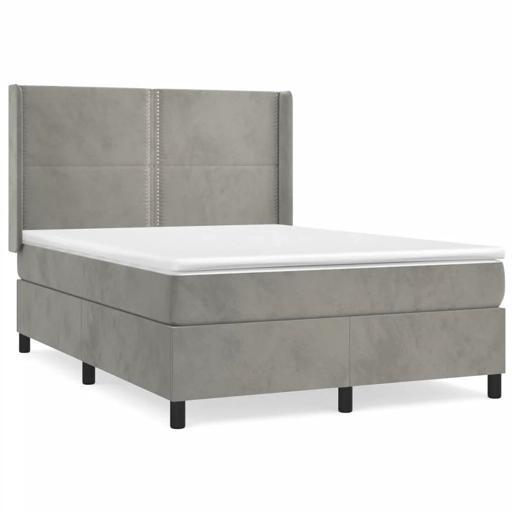 Giroletto a Molle con Materasso Grigio Chiaro 140x200cm Vellutocod mxl 74716