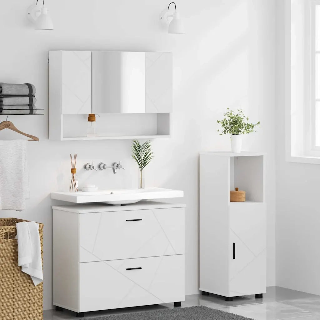 Set di mobili per il bagno con cassetto con porta 3 pcs Bianco 3393023