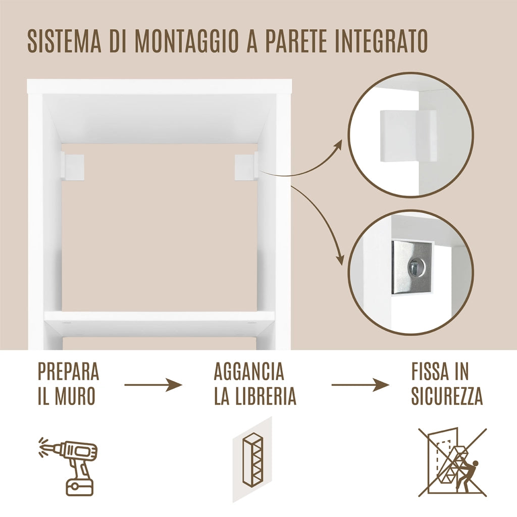 Scaffale libreria bianco 4 vani 43x35x151cm – Tetris – LI08TEV