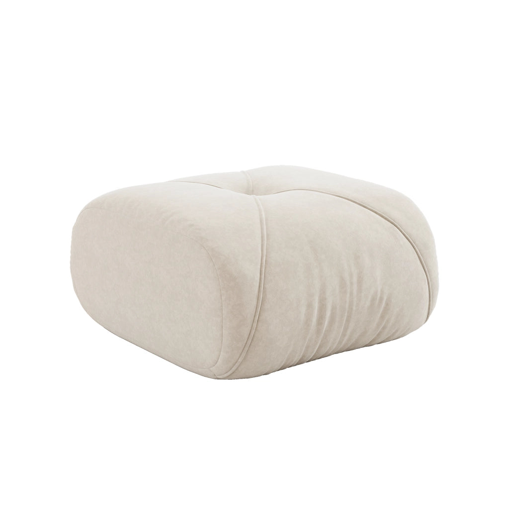 POUF in ciniglia beige chiaro, struttura morbida e forme arrotondate