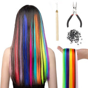 Set di estensione capelli 50 pezzi - Capelli fittissimi - Fibra sintetica - Fittone a spigolo - Incluso attrezzo a forma di forbice - 50 cm/20 pollici - Set di estensioni capelli