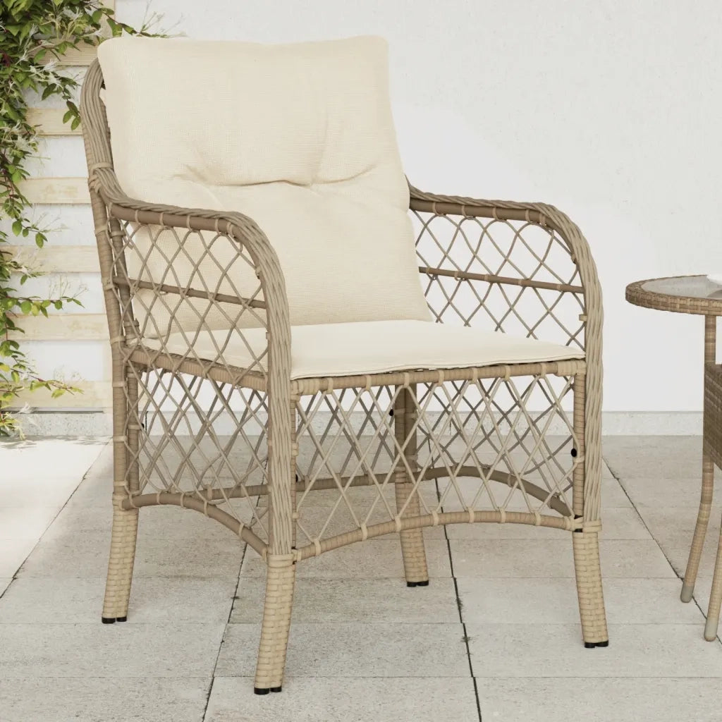 Sedie da Giardino con Cuscini 2 pz | Sedie da Esterno Beige in Polyrattan