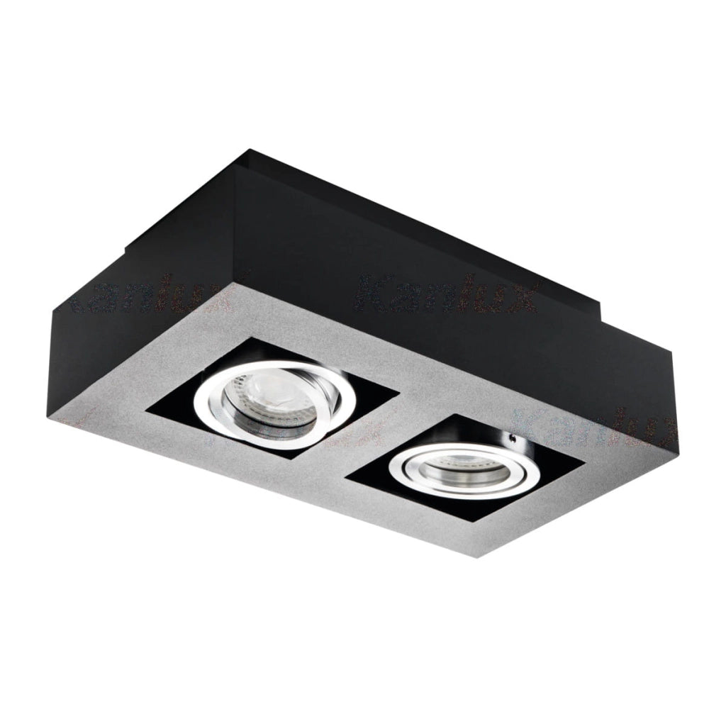 Faretto a soffitto Kanlux STOBI 2 luci nero GU10 25W