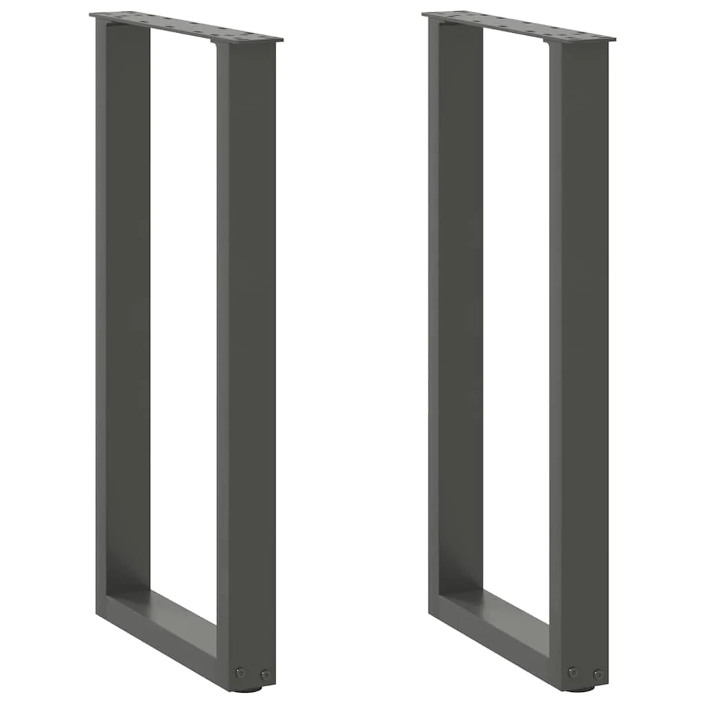 Set di 2 gambe per tavolo consolle a U 38 x 72-73 cm con piedini regolabili design moderno in acciaio antracite 02_0057414