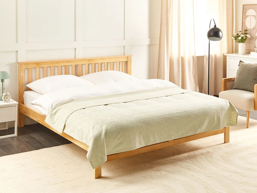 Copriletto decorativo in cotone beige 200 x 220 cm biancheria da letto design classico camera da letto