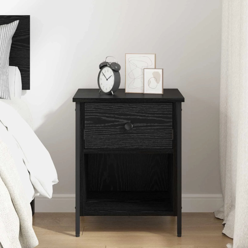 Armadio da Notte Rovere Nero 40 x 42 x 50 cm Legno multistrato