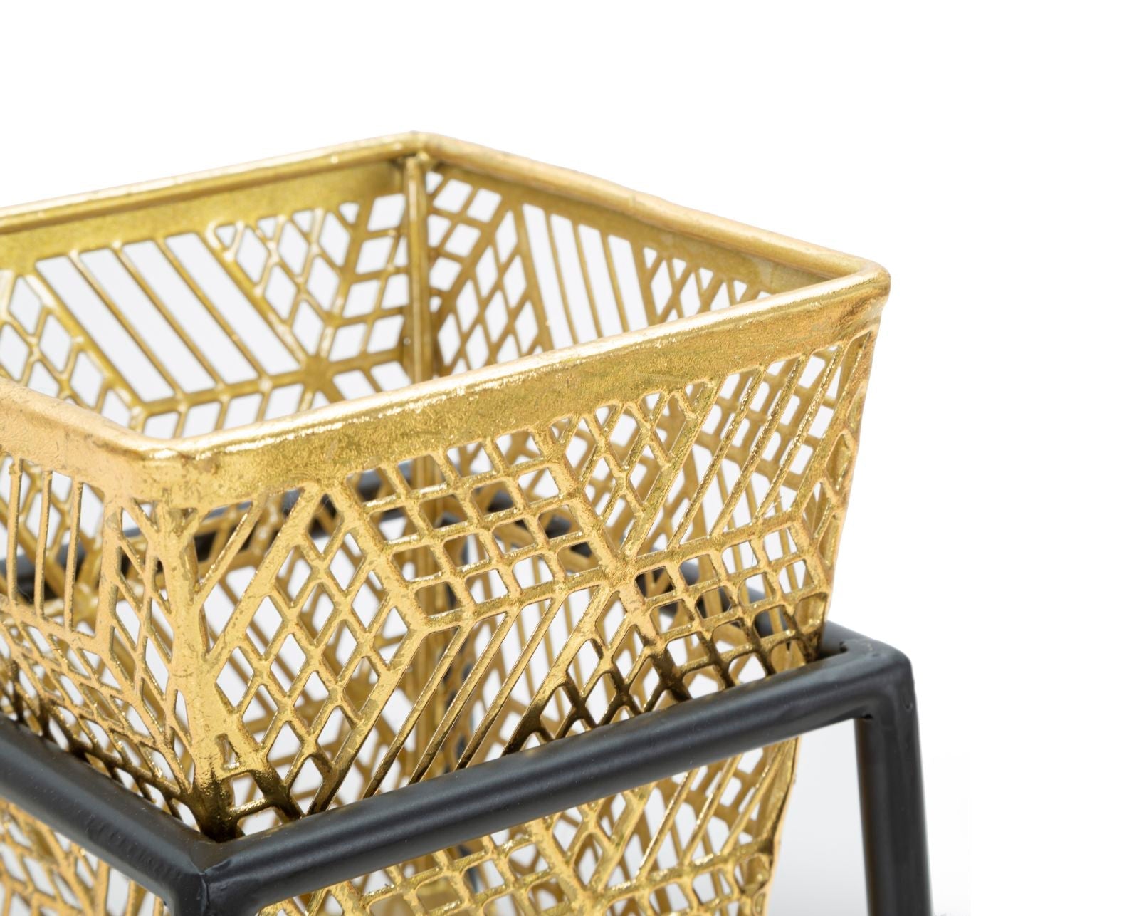 Set 2 Porta Vasi Square Ø 23x70-20x60 cm in Ferro