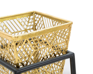 Set 2 Porta Vasi Square Ø 23x70-20x60 cm in Ferro