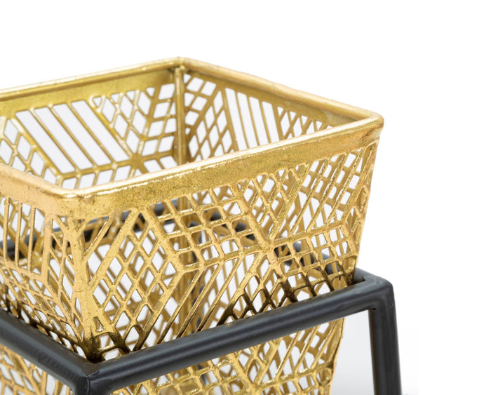 Set 2 Porta Vasi Square Ø 23x70-20x60 cm in Ferro