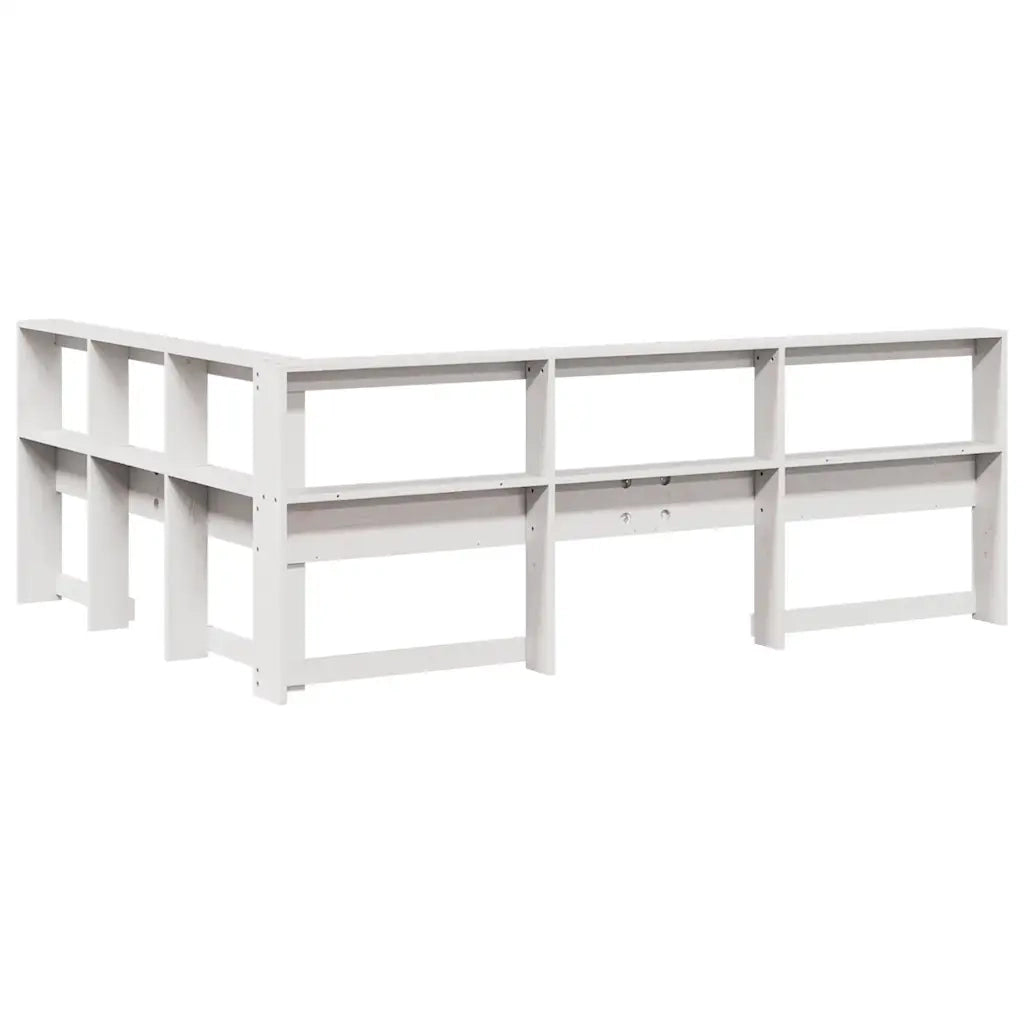 Testiera libreria a L-Testata contenitore Bianca 140 cm in Legno Massello di Pino 605851