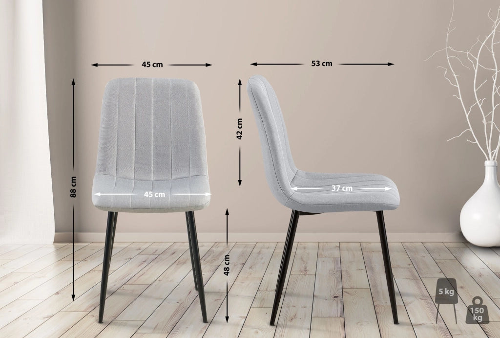 Set di 4 sedie Dijon grigio,Tessuto