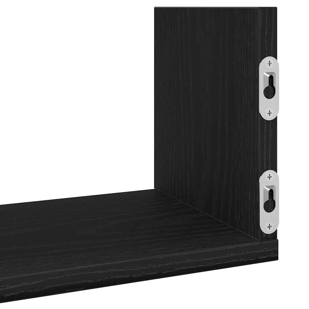 Mensole a Parete 3pz Rovere Nero 80x18x18 cm in Truciolato 868072