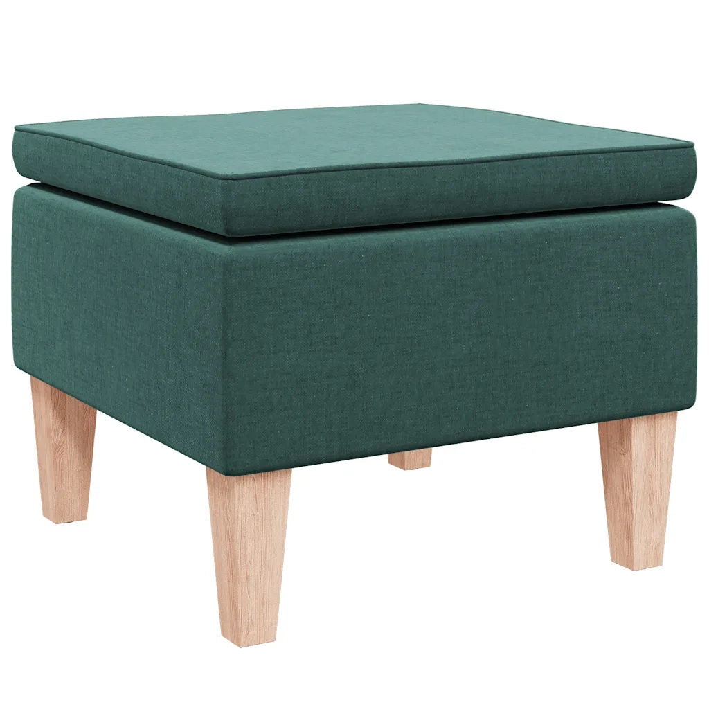Poggiapiedi con Gambe in Legno Verde Scuro in Tessuto