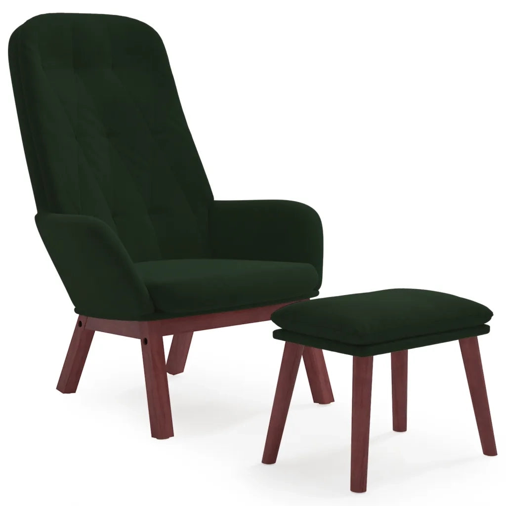 Poltrona Relax con Poggiapiedi Verde Scuro in Velluto 3097658