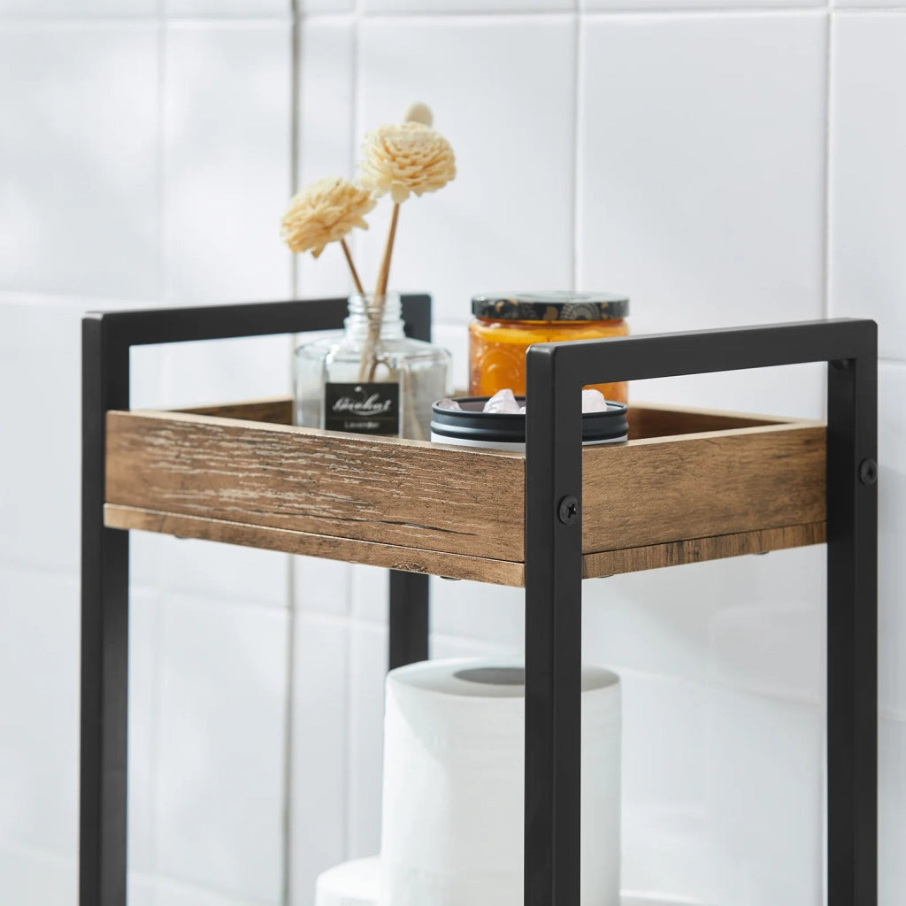 biancheria bagno cesta bagno cesta biancheria Scaffale Bagno cesta scaffale mobili bagno salvaspazio marrone FRG226-F