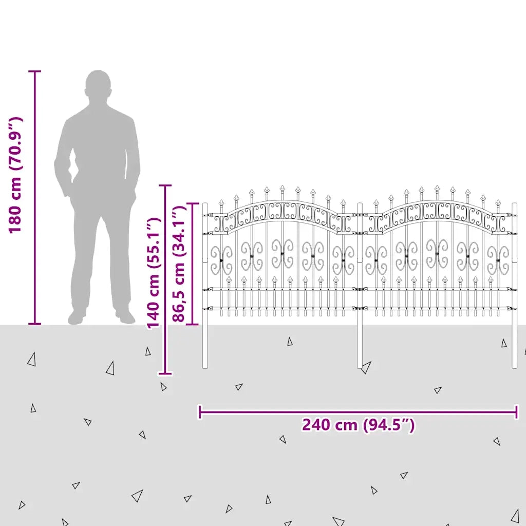vidaXL Recinzione da giardino Grigio 140 cm