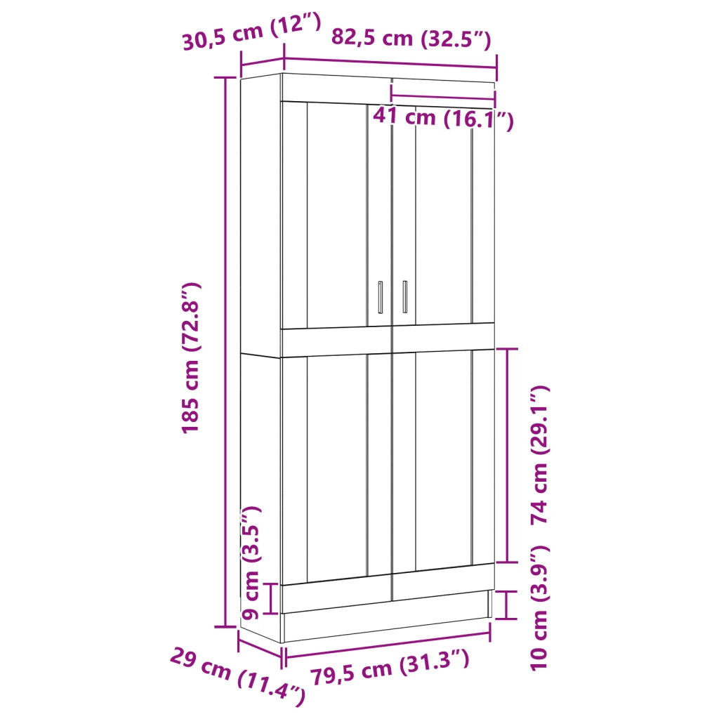 Armadi per libri  2 pz Nero Rovere 82,5x30,5x185 cm in legno ingegnerizzato