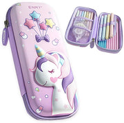 Etui per bambine, set di scrittura impermeabile con alta capacità, adatto per bambine come regalo scolastico (con chiusura a raccordo)