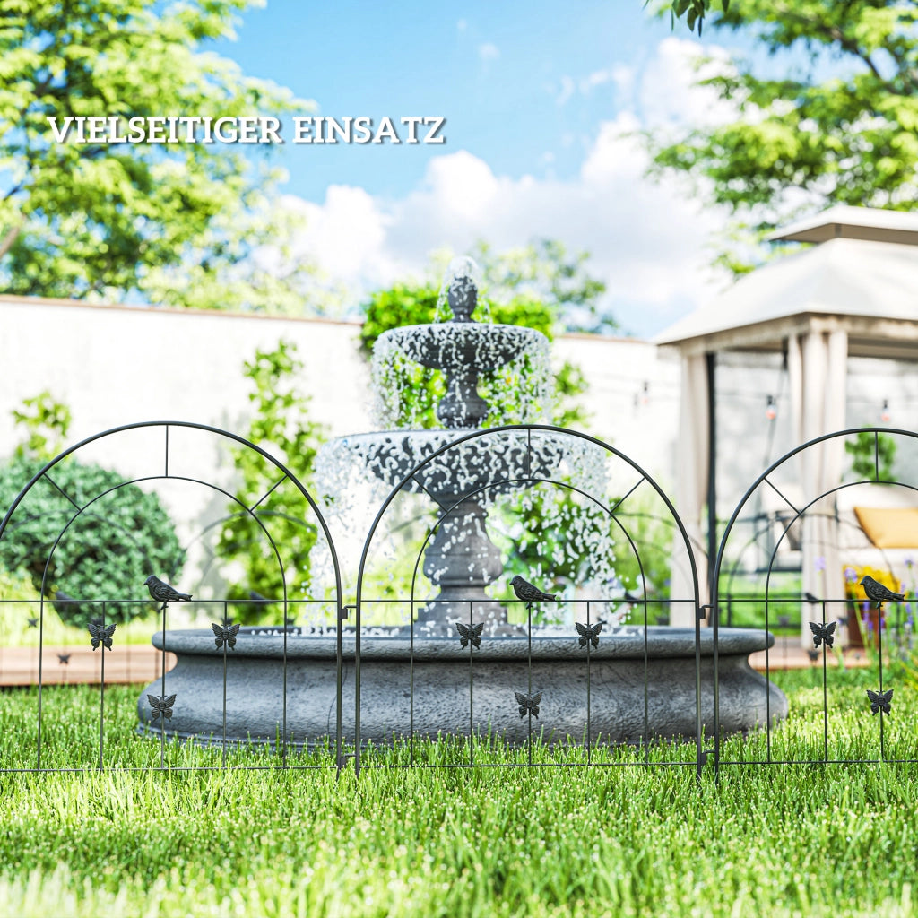 RECINZIONE DA GIARDINO 300 x 70 cm Nero Set da 5 pezzi in acciaio