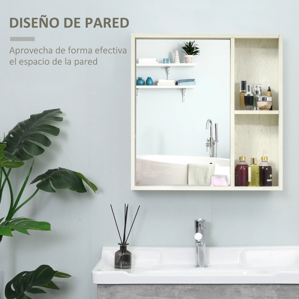 Armadietto Bagno con Specchio e Ripiani ¨C zephmum ¨C 63x15x65 cm Bianco