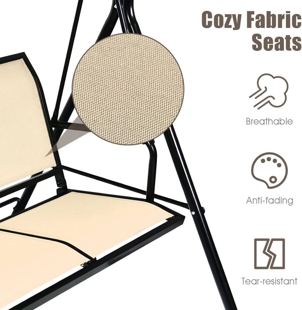 Dondolo da Giardino, a 3 Posti, Tetto di Ricambiabile, Telaio in Metallo e Texteline, con Copertura Anti-UV e Anti-Acqua, Arredo per Esterno, 173x119x152 cm, 2 Colori (1)