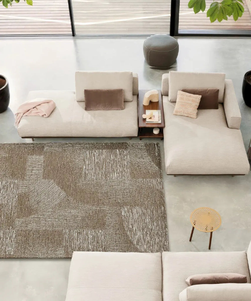 Tappeto Arredo GRAFFIO MARRONE FANGO salotto soggiorno camera, disegno geometrico con linee stile astratto, multiuso lavabile antiscivolo cm.175x240