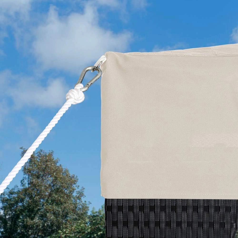 Gazebo da Giardino 3x3m Polyrattan Idrorepellente Padiglione Tendone Festa Protezione UV Crema