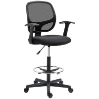 Sedia da Ufficio ad Altezza Regolabile con Braccioli, Rotelle e Seduta Imbottita, 60x56x110-132 cm, Nera
