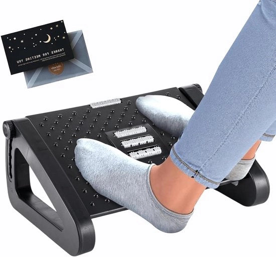 Sostegno per piedi regolabile - Sostegno per piedi sotto il tavolo Regolabile 6 altezze Sostegno per piedi ergonomico con funzione anti-slip e massaggio per la riduzione del dolore alle gambe, ginocchia e schiena per ufficio e casa