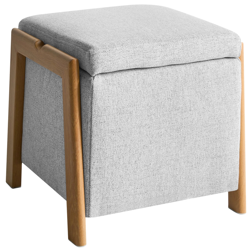 Pouf grigio rivestito in tessuto con contenitore Accessorio Soggiorno Camera da letto Glam Retrò