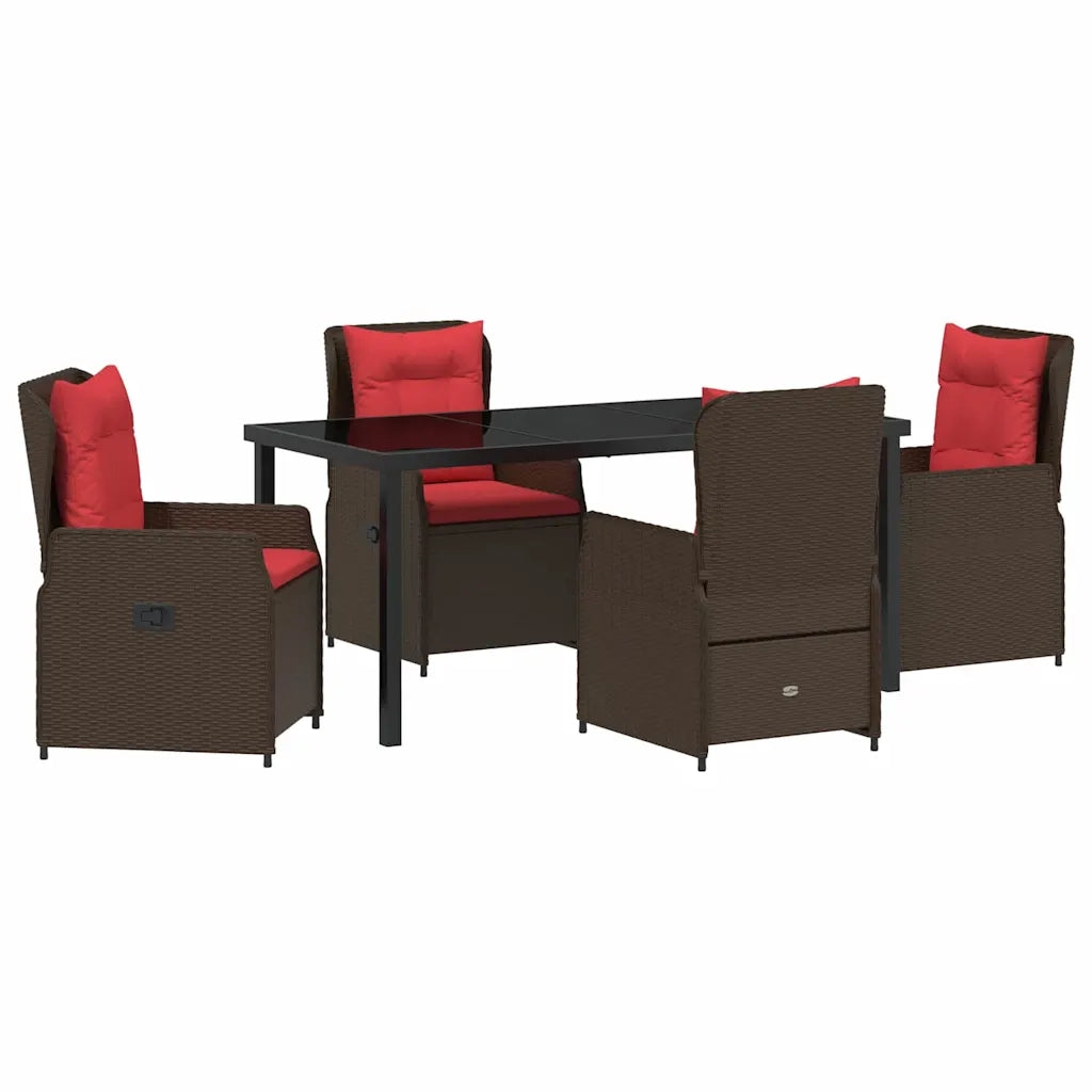 Set da Pranzo per Giardino 5 pcs Marrone Poly Rattan 3381026