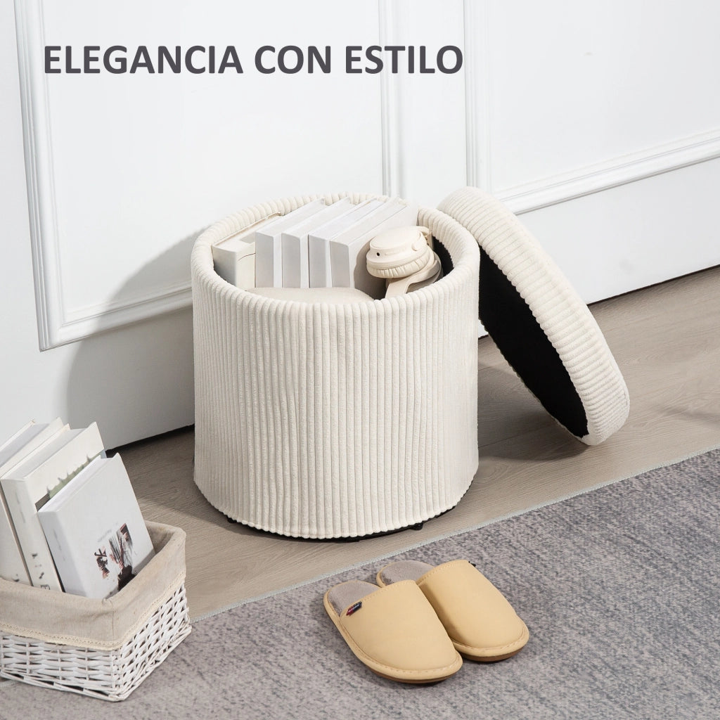Pouf rotondo imbottito in velluto con struttura in metallo ¨C Zephmum ¨C Beige ?40x41 cm