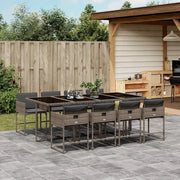 Set da Pranzo da Giardino 9 pz con Cuscini in Polyrattan Grigio 3211280